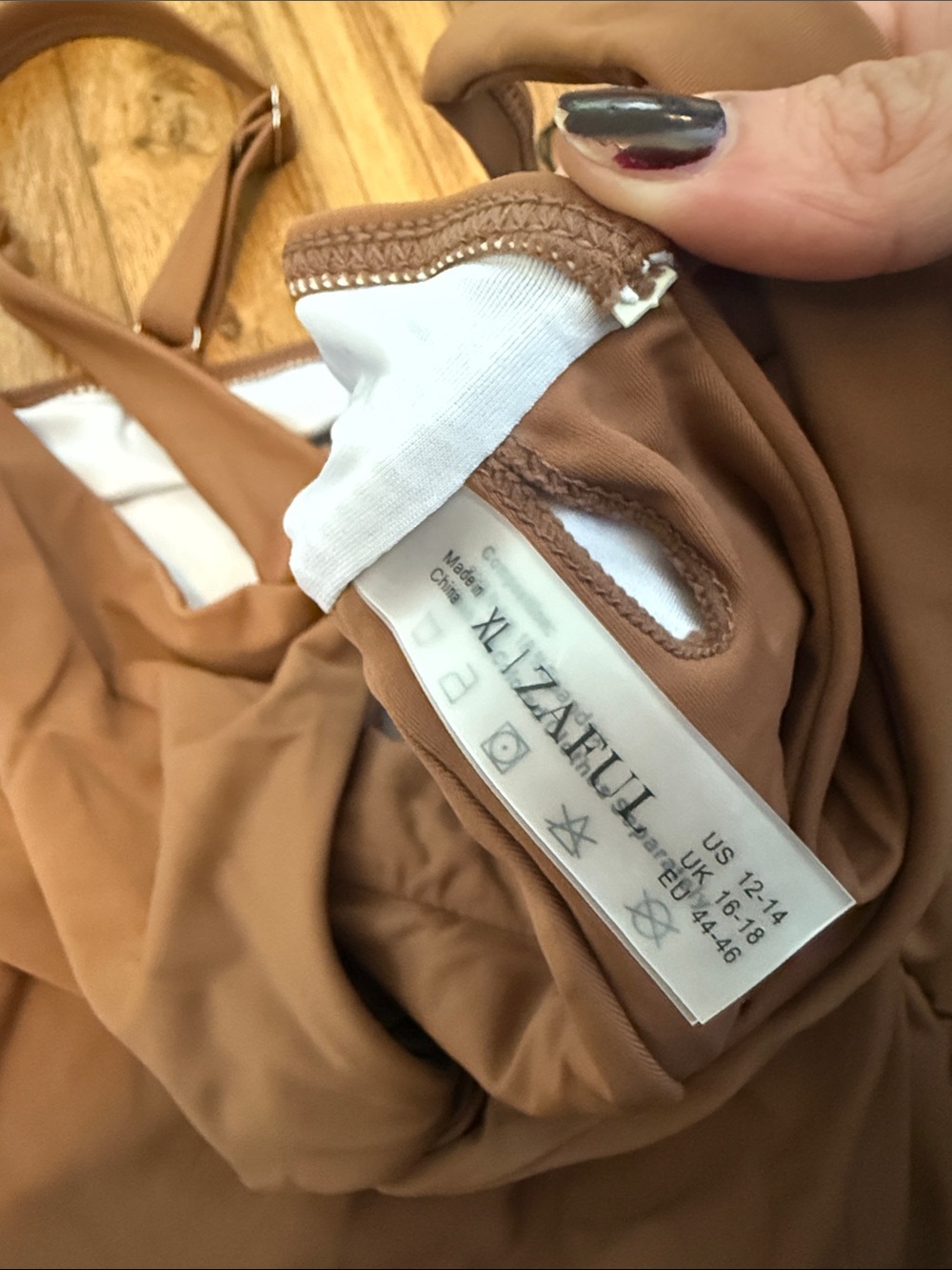 Zaful Tan Brown Twist-Front Two Piece Swimsuit - Picture 2 of 5